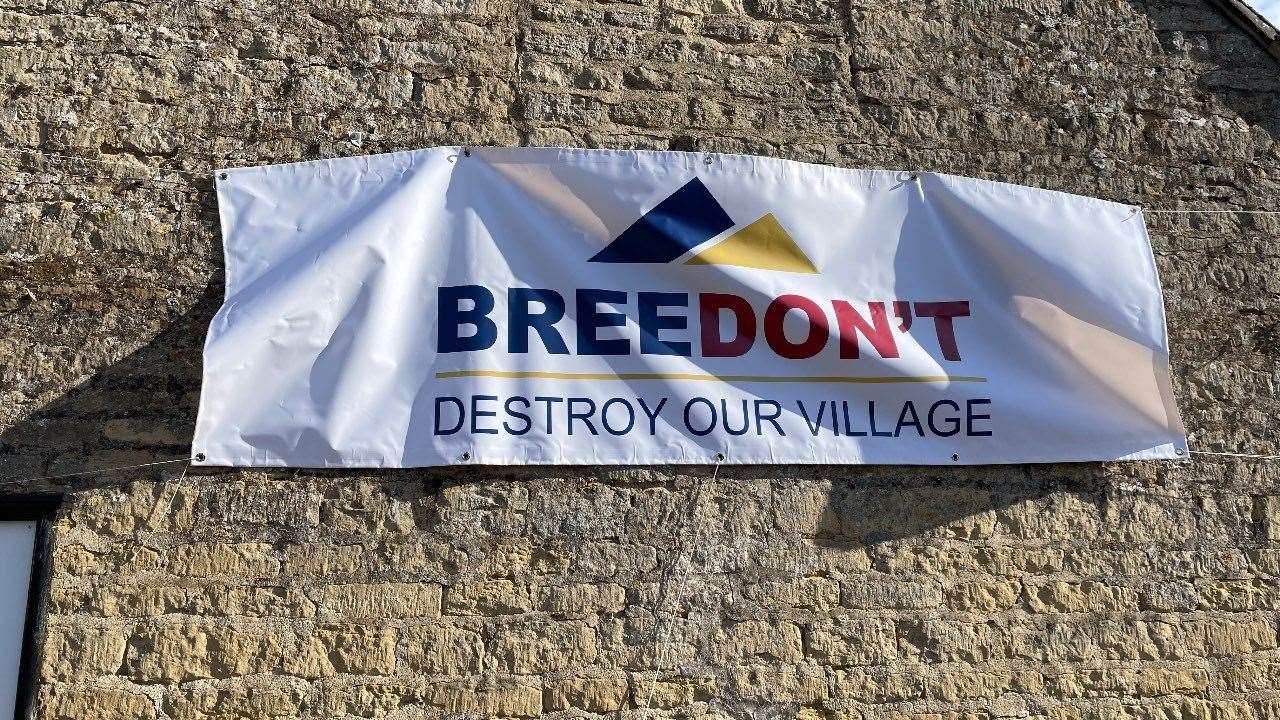 The main road into the village was also filled with posters and banners reading "Bree-don't destroy our village". Photo: James Turner