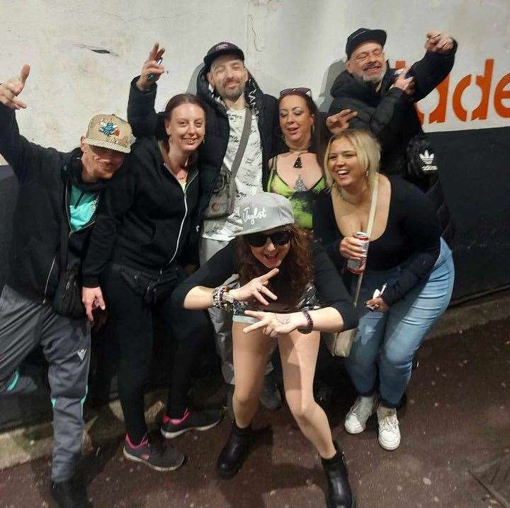 Jordon Arnold-Lanham (centre) with friends at her charity birthday rave. Image: Supplied