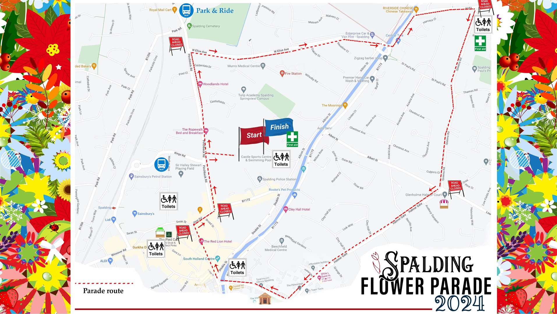 The flower parade route