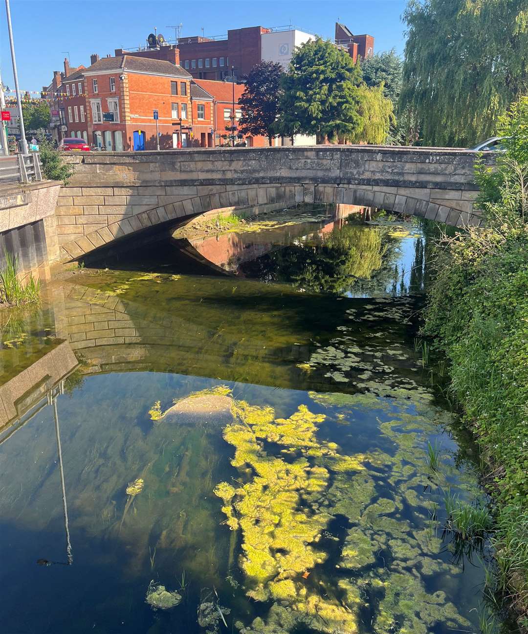 The River Welland's bed can be seen as water levels remain low six months after Storm Henk