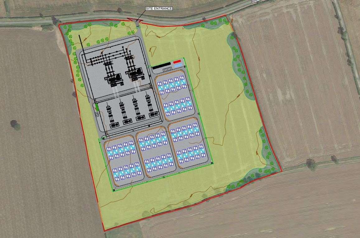 Plans for battery energy storage system on Marton Lane, Willingham by Stow, West Lindsey
