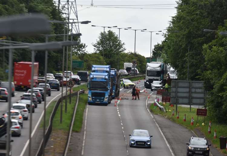 Delays on A1 as lorry loses load