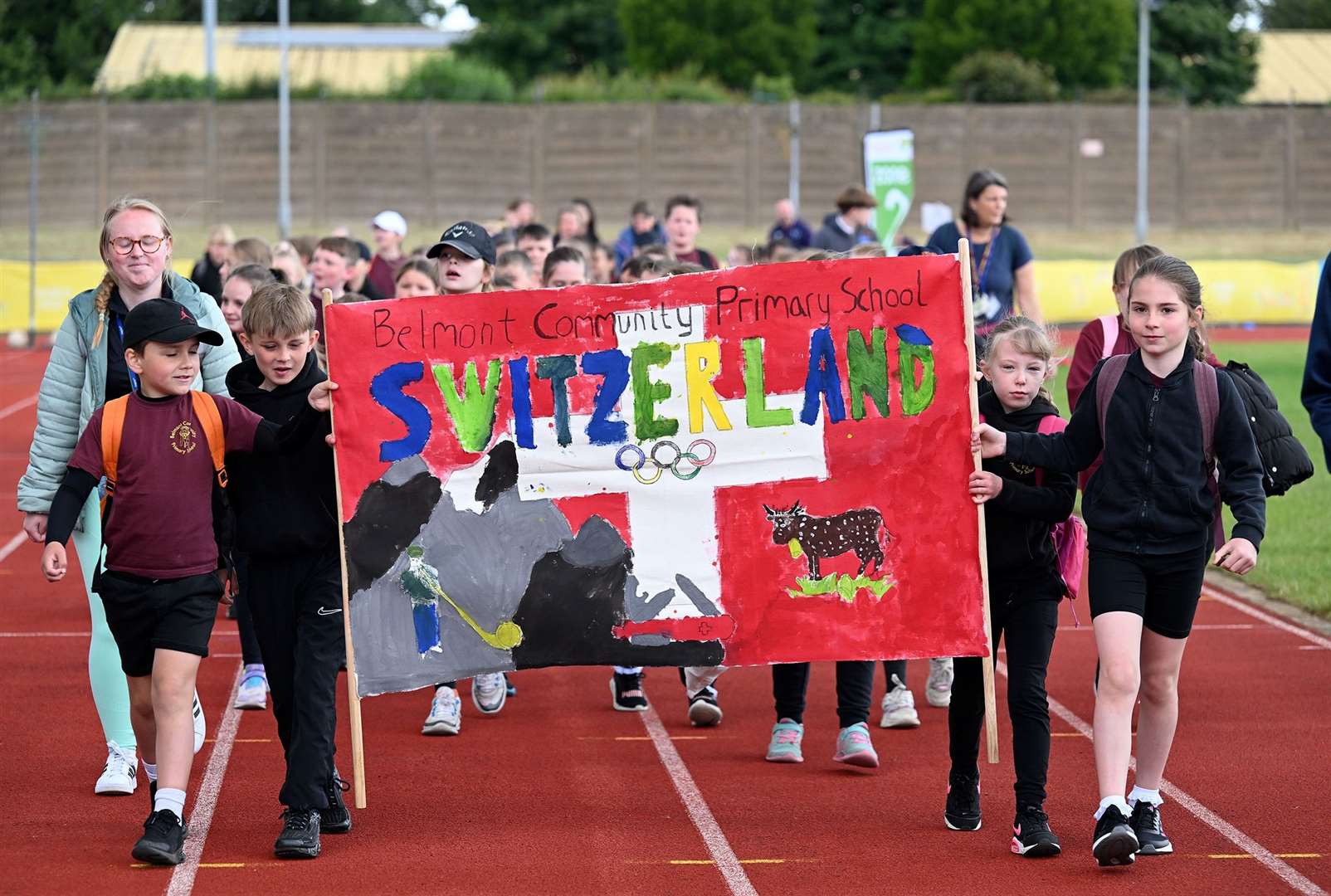 Belmont Community Primary School represented Switzerland on day one.
