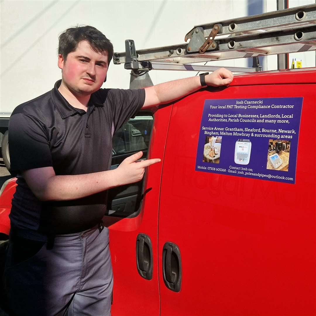 Joshua Czarnecki with his business van.