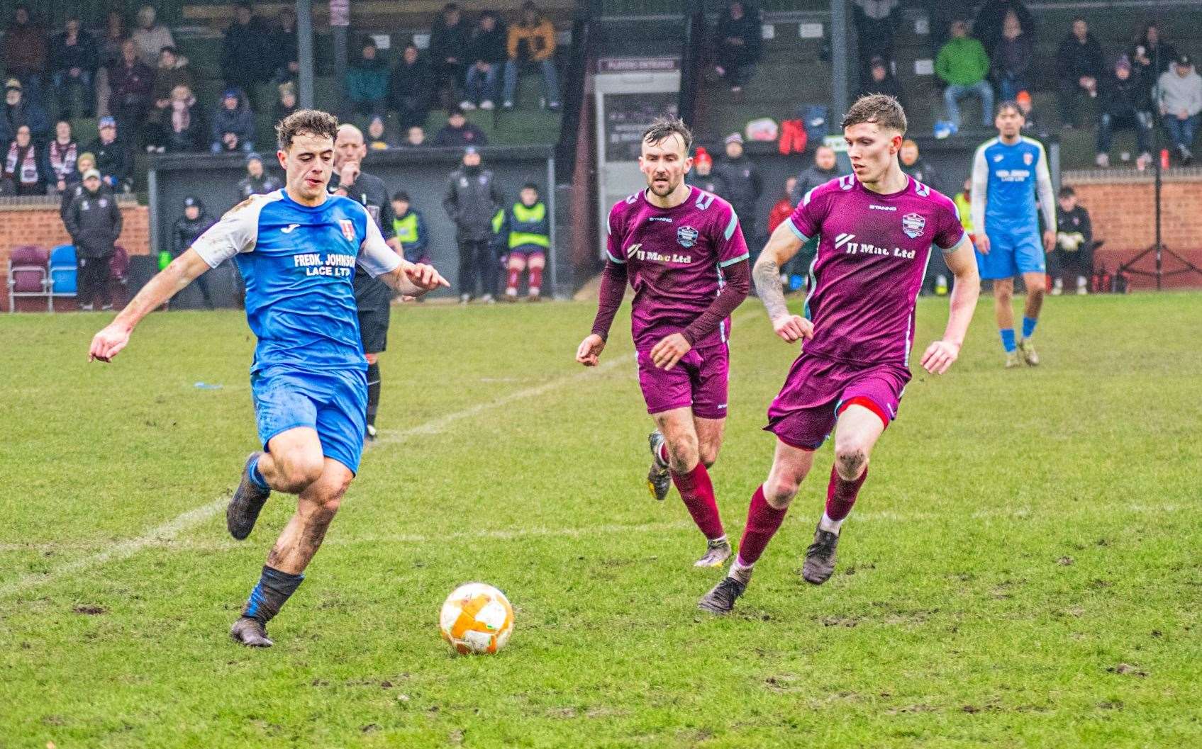 Match action from Bourne's home defeat to Kimberley Miners Welfare. Photo: Millie Deakin