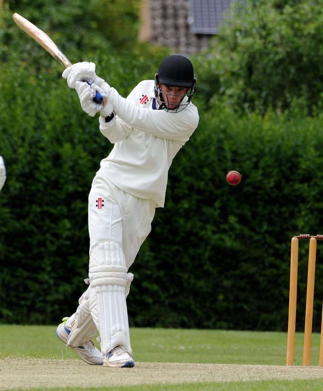 Charlie Cox in action for Uppingham Town on Sunday. Photo: Chris Lowndes