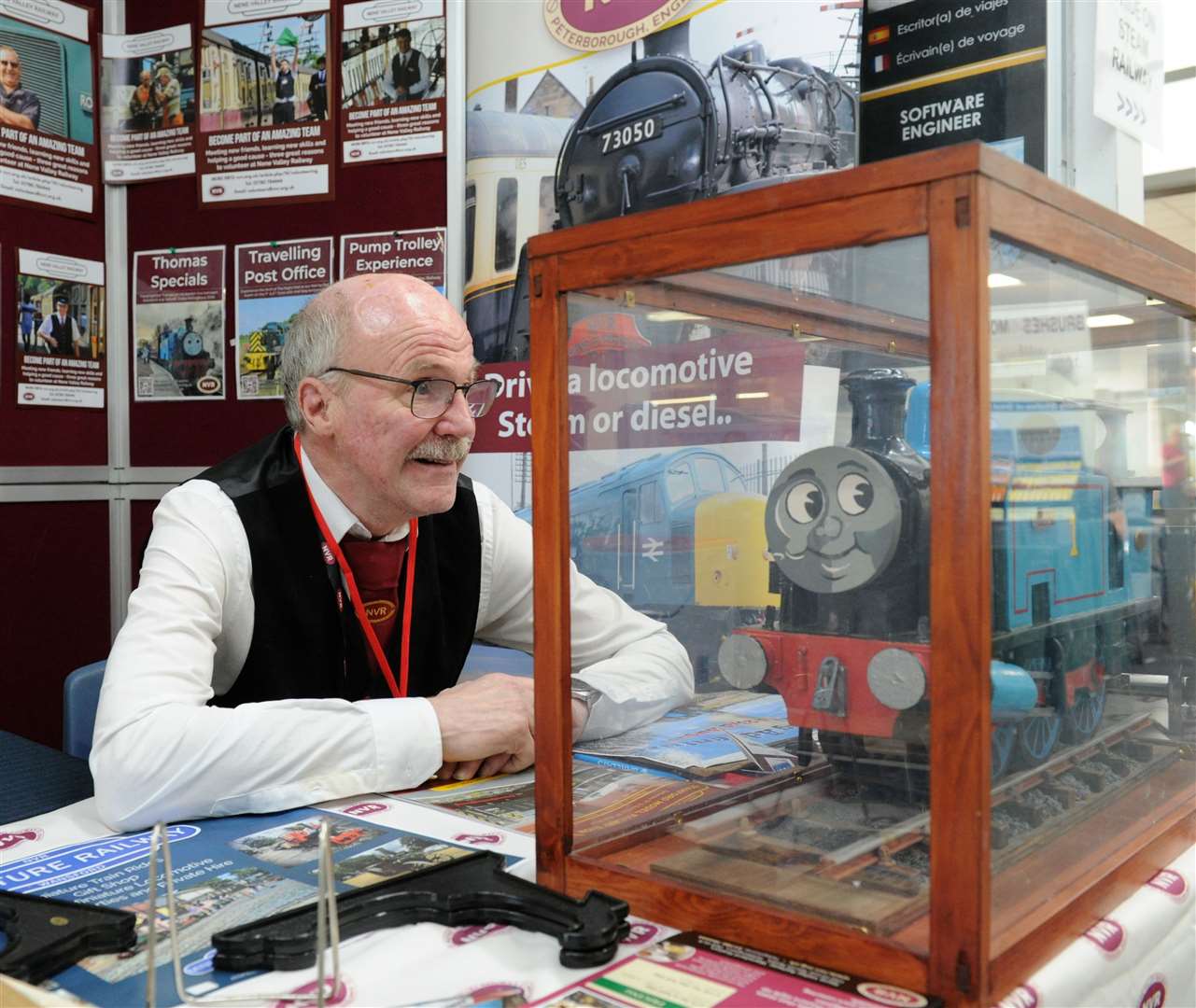 Nene Valley Railway's stand was manned by volunteers throughout the weekend. Photo: Chris Lowndes