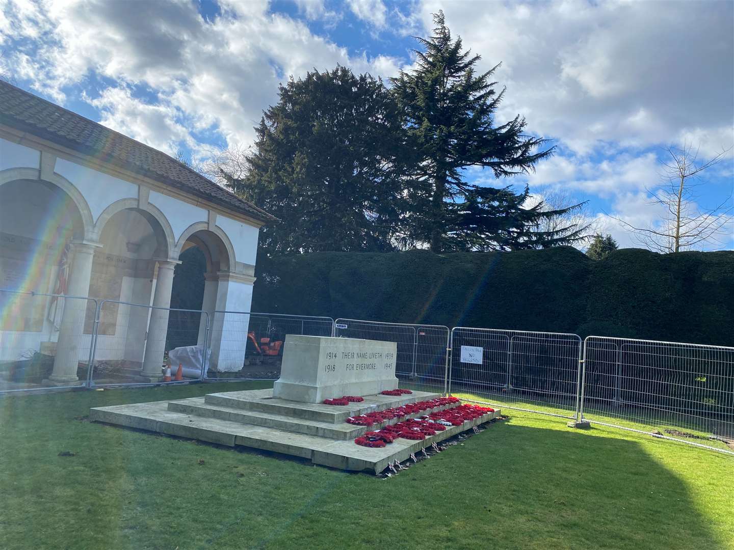 Gates surround the Grade I listed Lutyens War Memorial