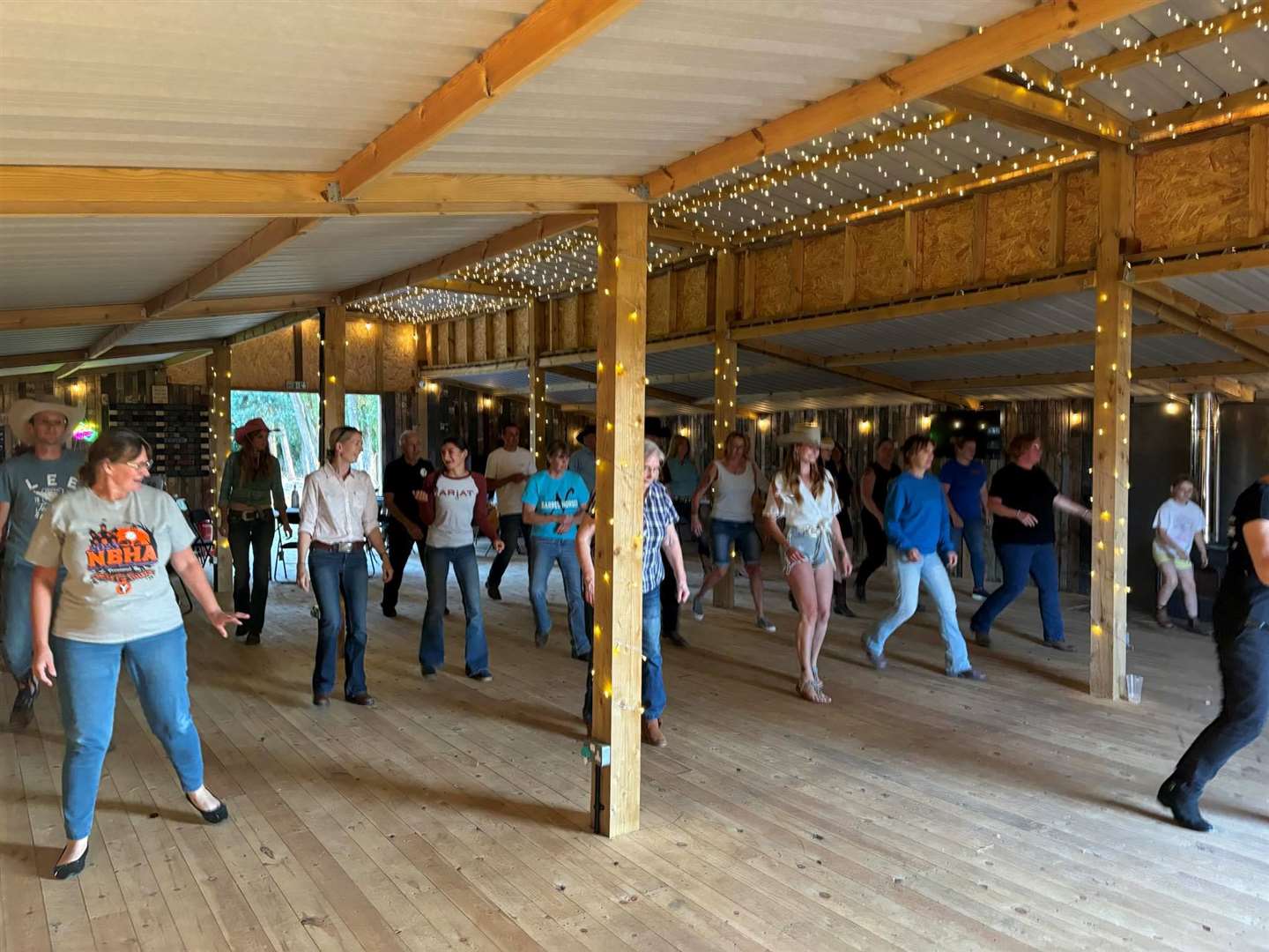 Line dancing is a popular activity at The American Barn.