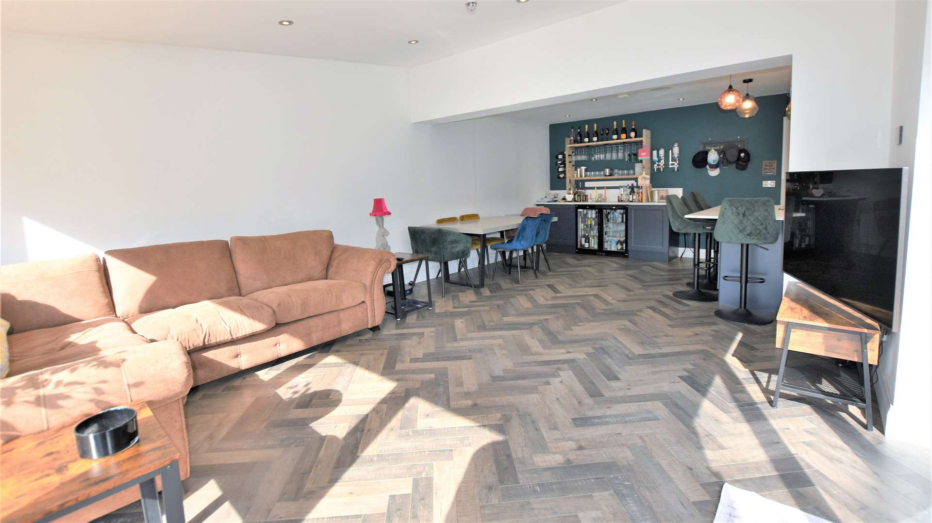 The open plan kitchen/diner and living room