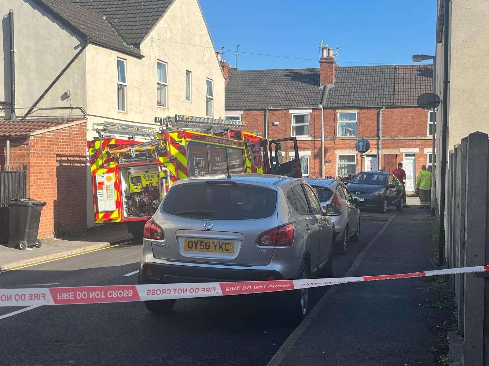 The scene in Cambridge Street, Grantham