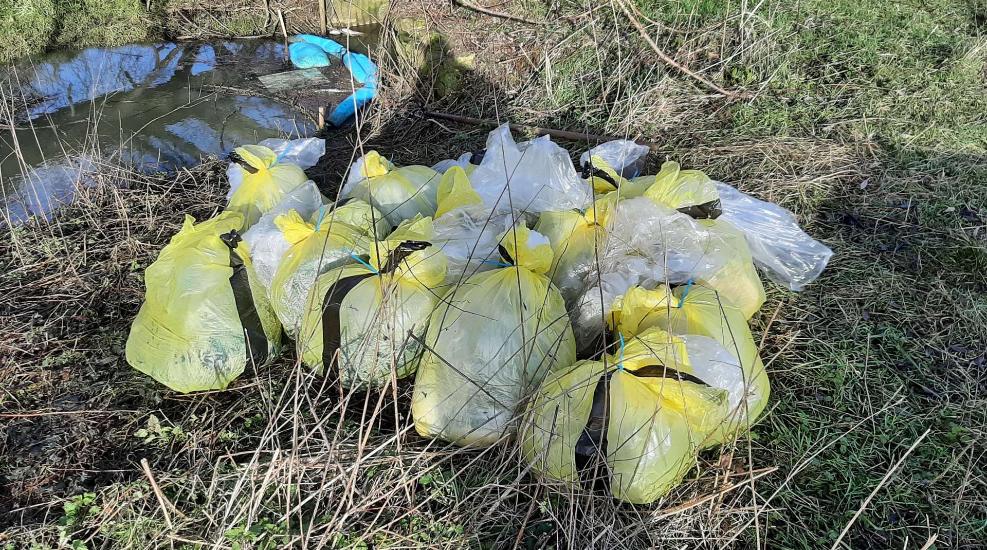 Bin bags full of more than 500 pads which were used to soak up the spill