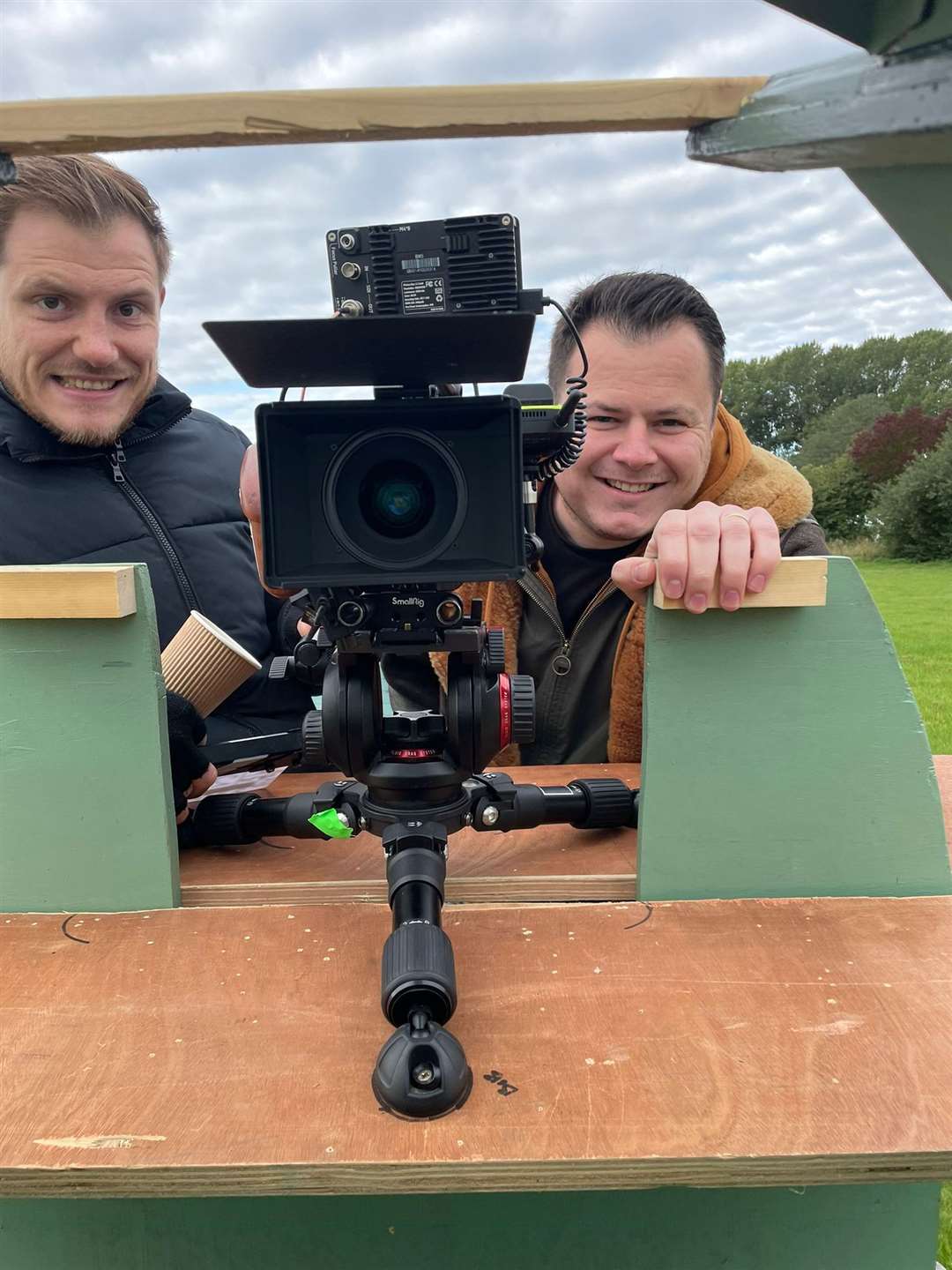Callum Burn (right) with cinematographer Sam Parsons (left) behind the scenes.