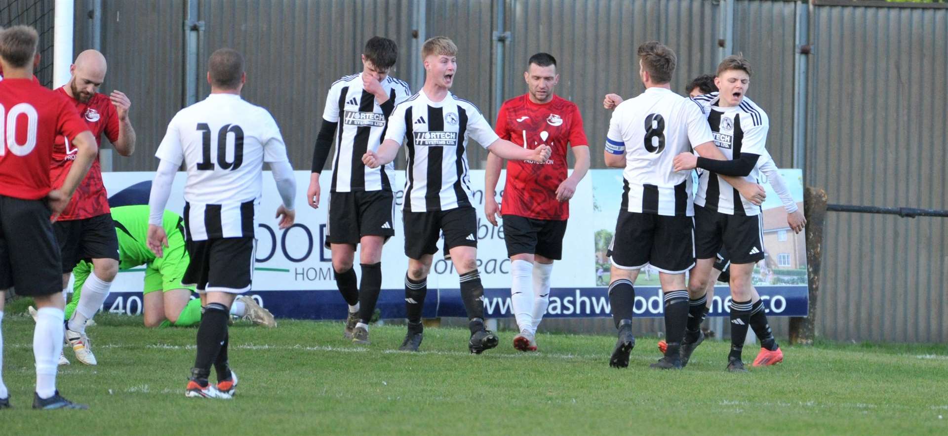 Jack Baker after scoring the second goal for Long Sutton. Photo: Chris Lowndes