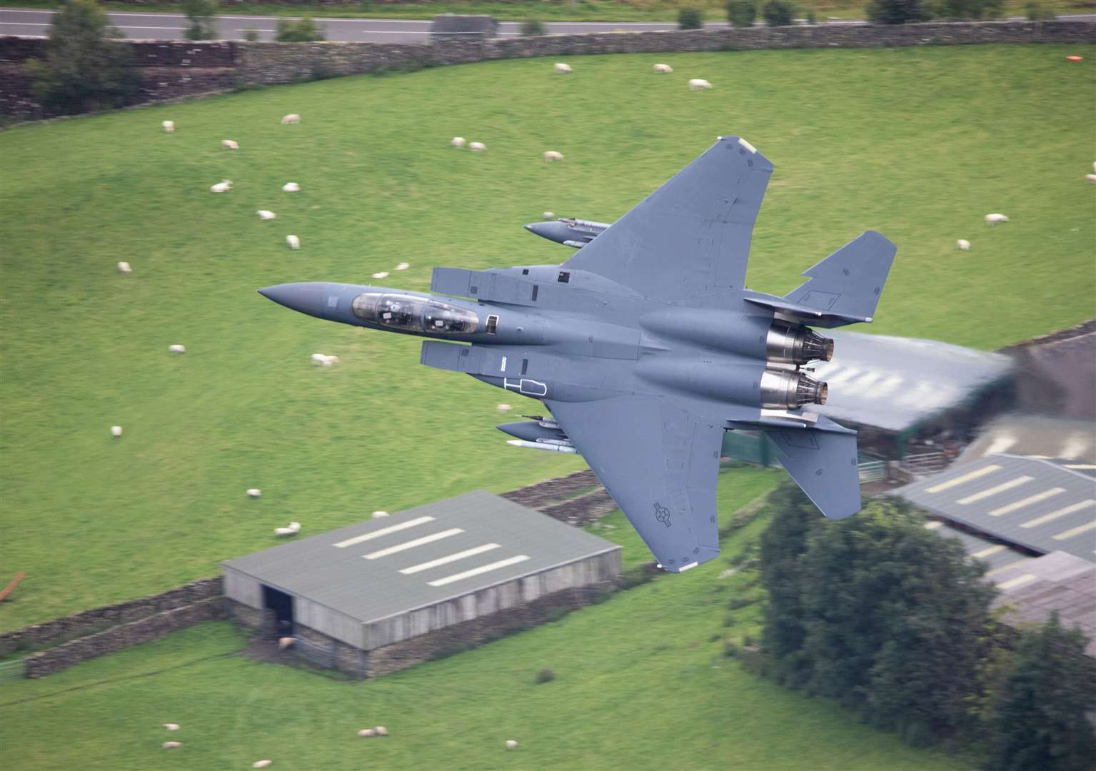 U.S. Air Force F15 Eagle fighter jet flying near Keswick in the Lake District on Thursday (August 22).