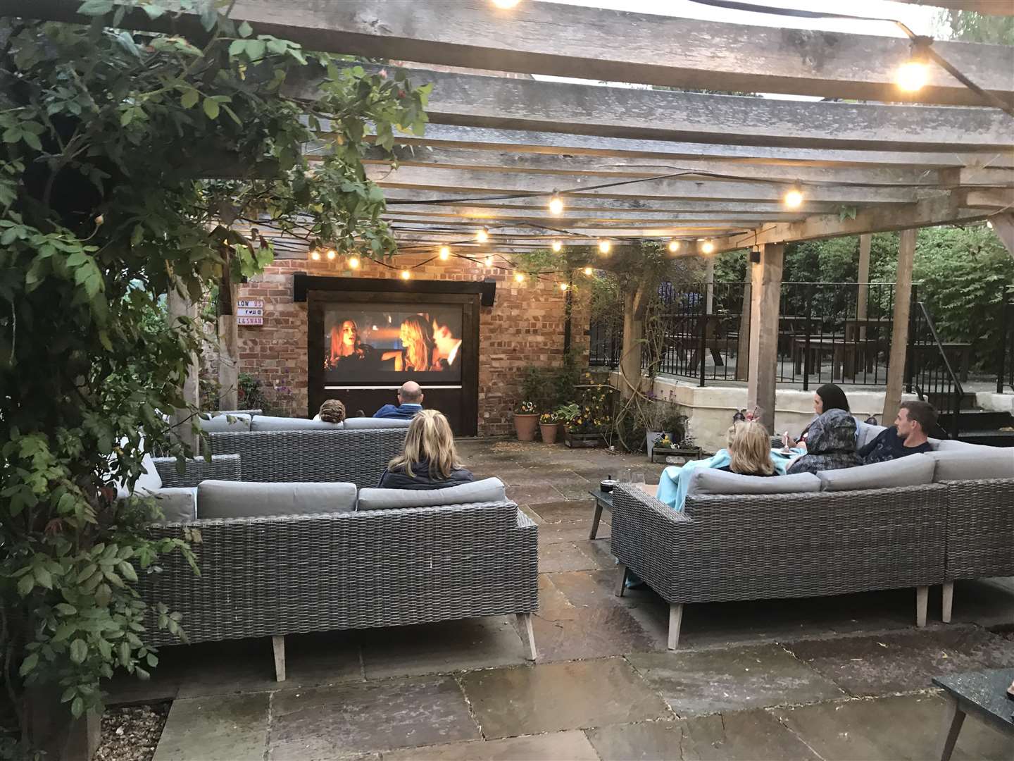 The Bull and Swan has an outdoor area where cinema evenings have been held. There is also a veg and herb garden.
