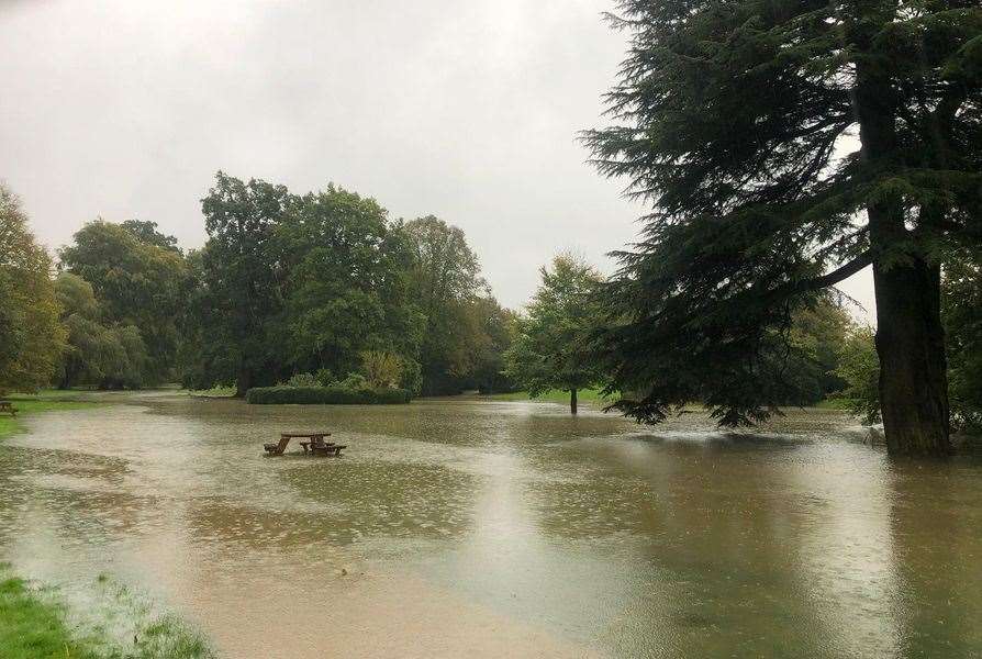 Belton House flooding when it was at its worst from Friday (October 20) until Saturday (October 21).