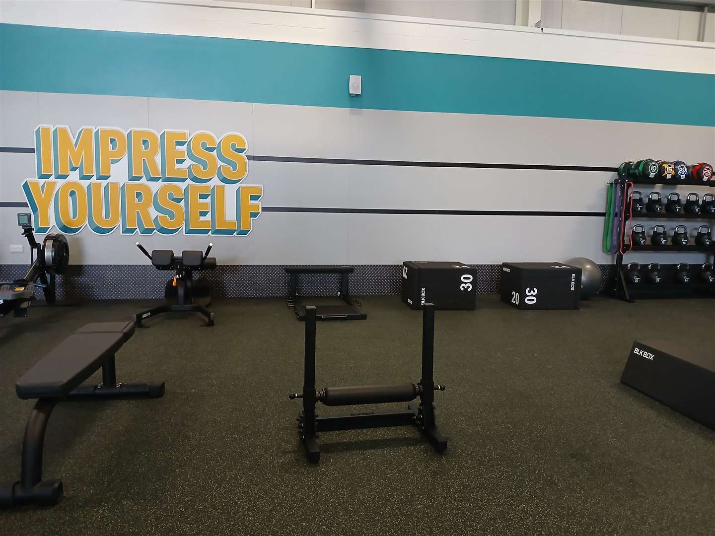 The gym floor is spacious but features about 220 workout stations
