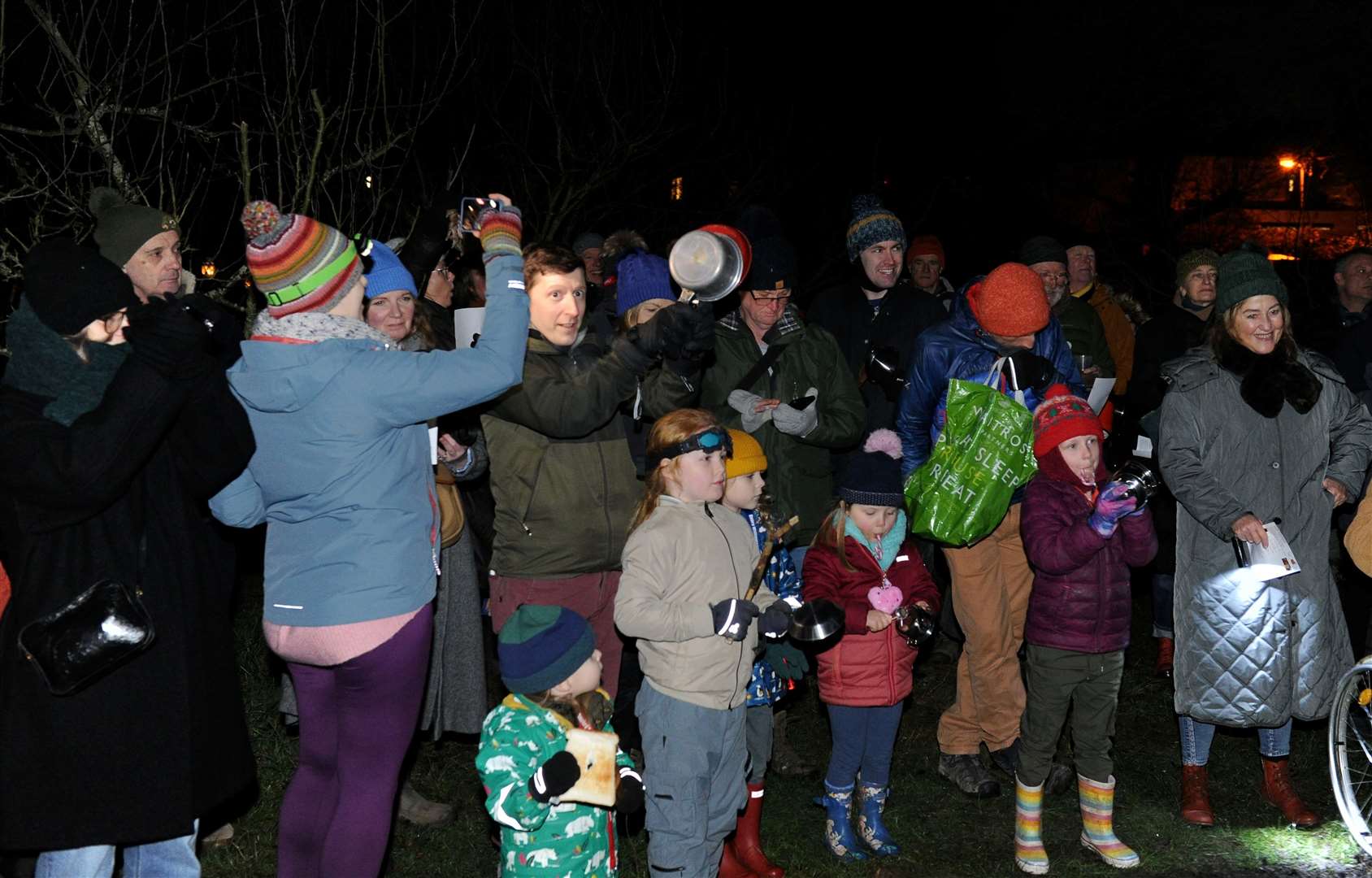 People banged saucepans to scare away the evil spirits. Photo: Chris Lowndes