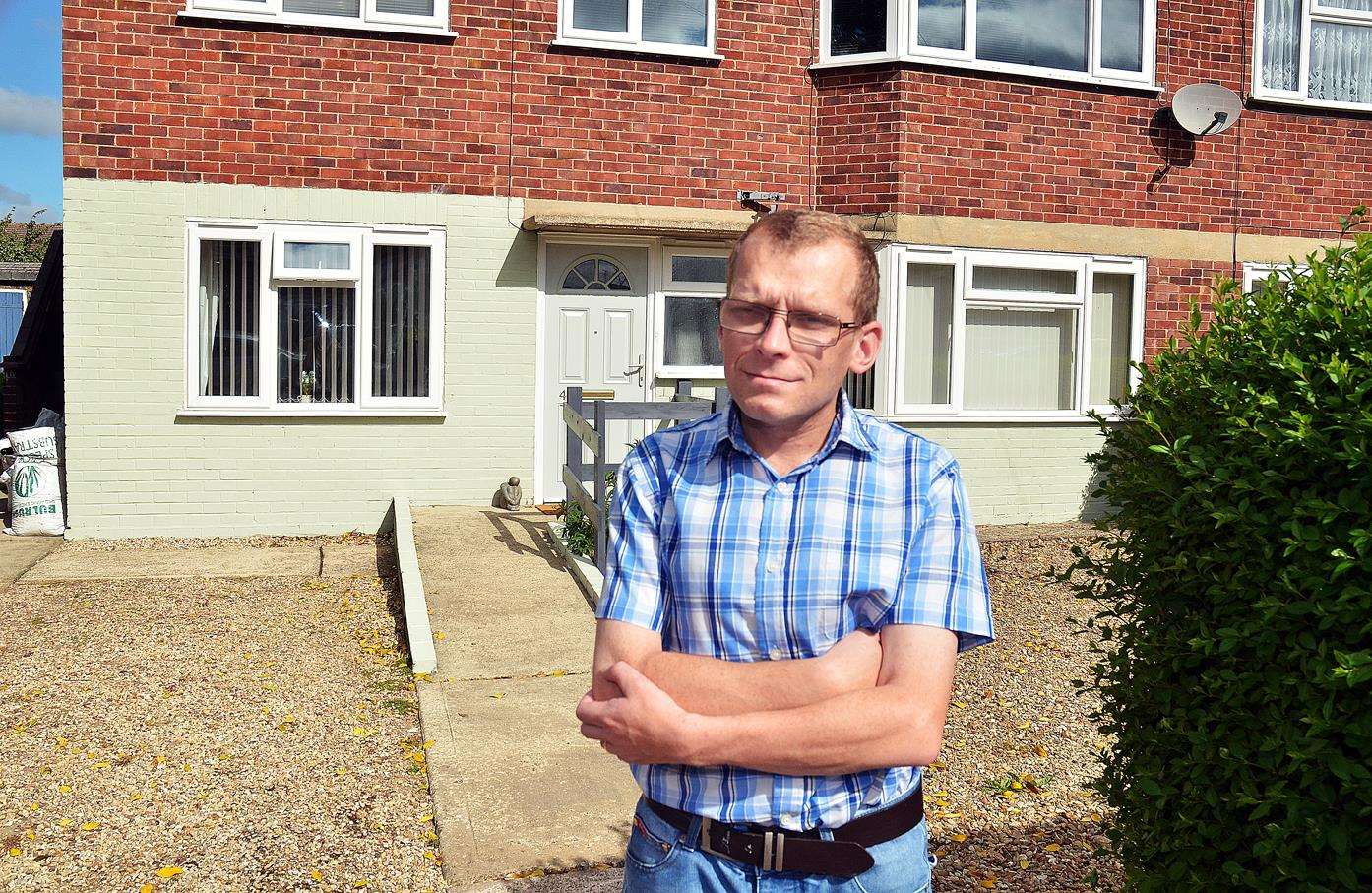 Matthew Poxon, houe repainted after vandals grafitti it (2642519)