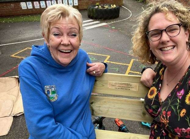 Sue Foster and Jess Jack have donated a bench to the school