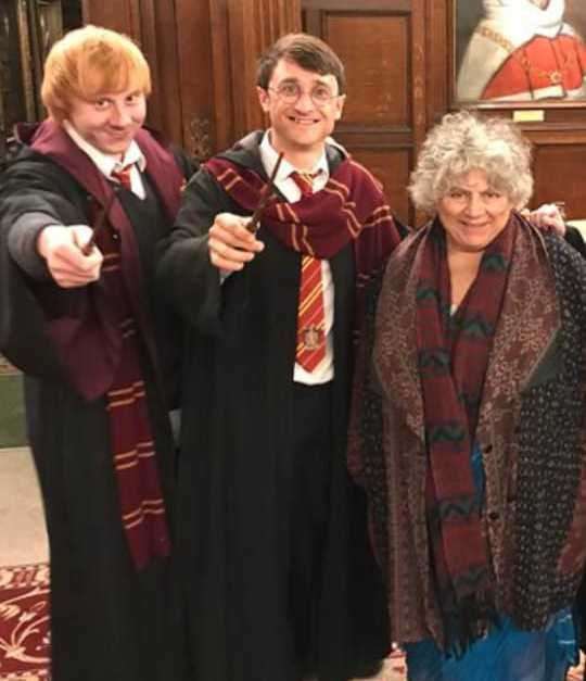 Lewis Parker pictured with Harry Potter look-alike and actress Miriam Margolyes
