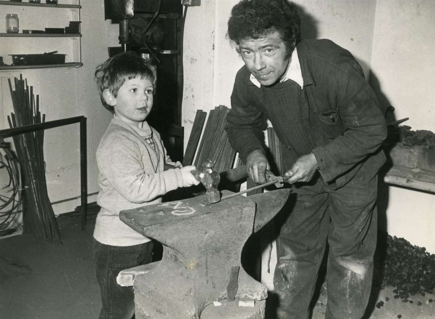 Chris O'Regan at Tinwell Forge with dad David