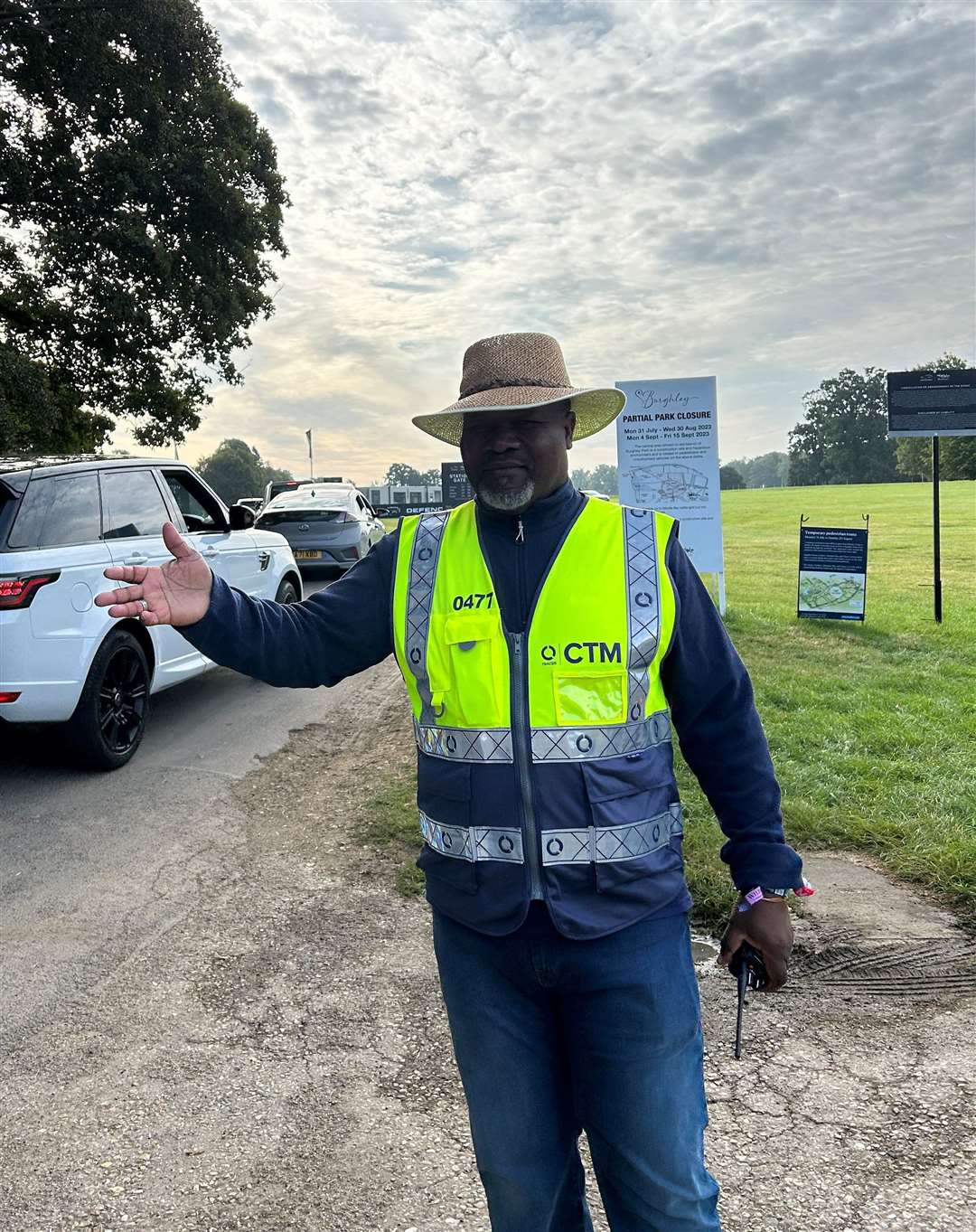 Geophrey Manase from Bourne arrived early to do traffic management