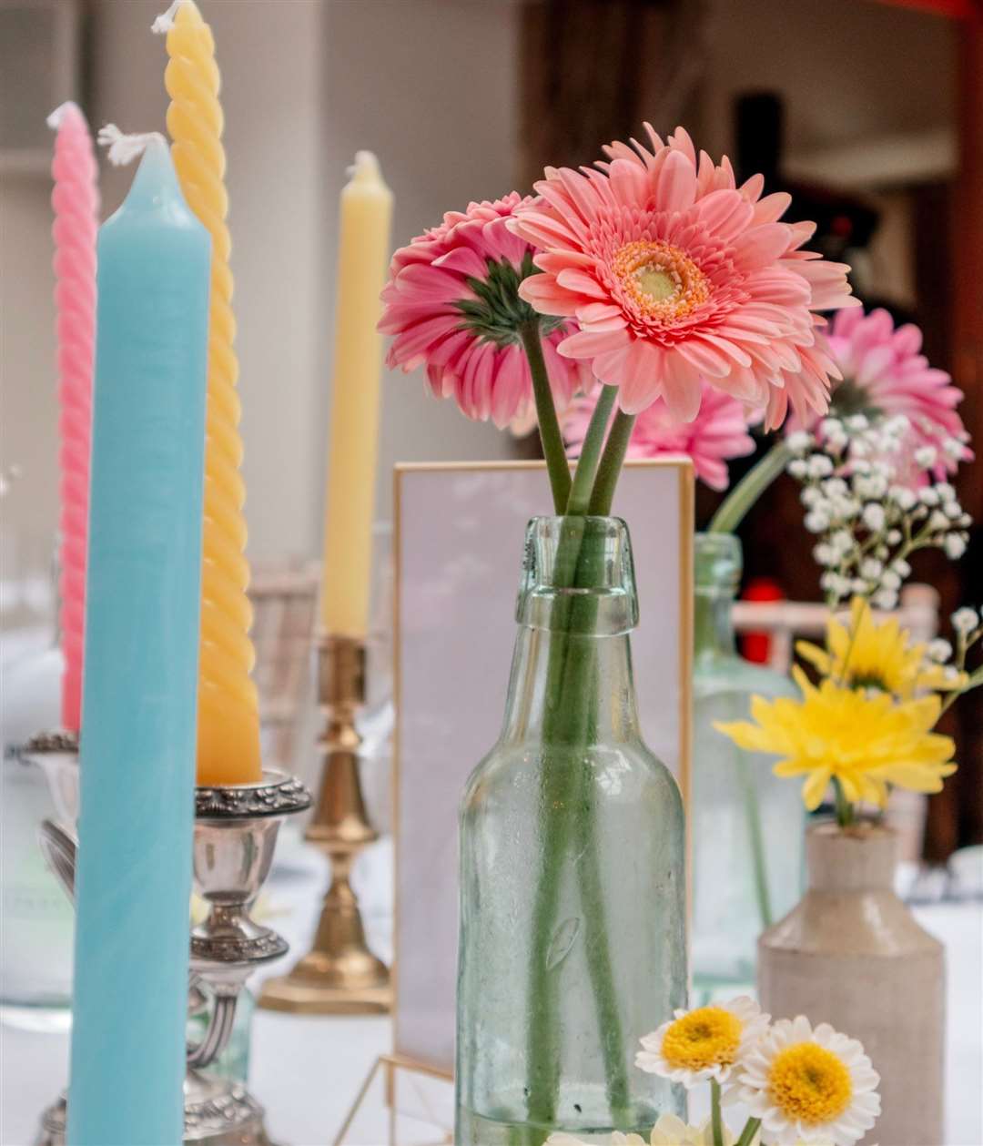 Aldi flowers were also used to dress the wedding tables