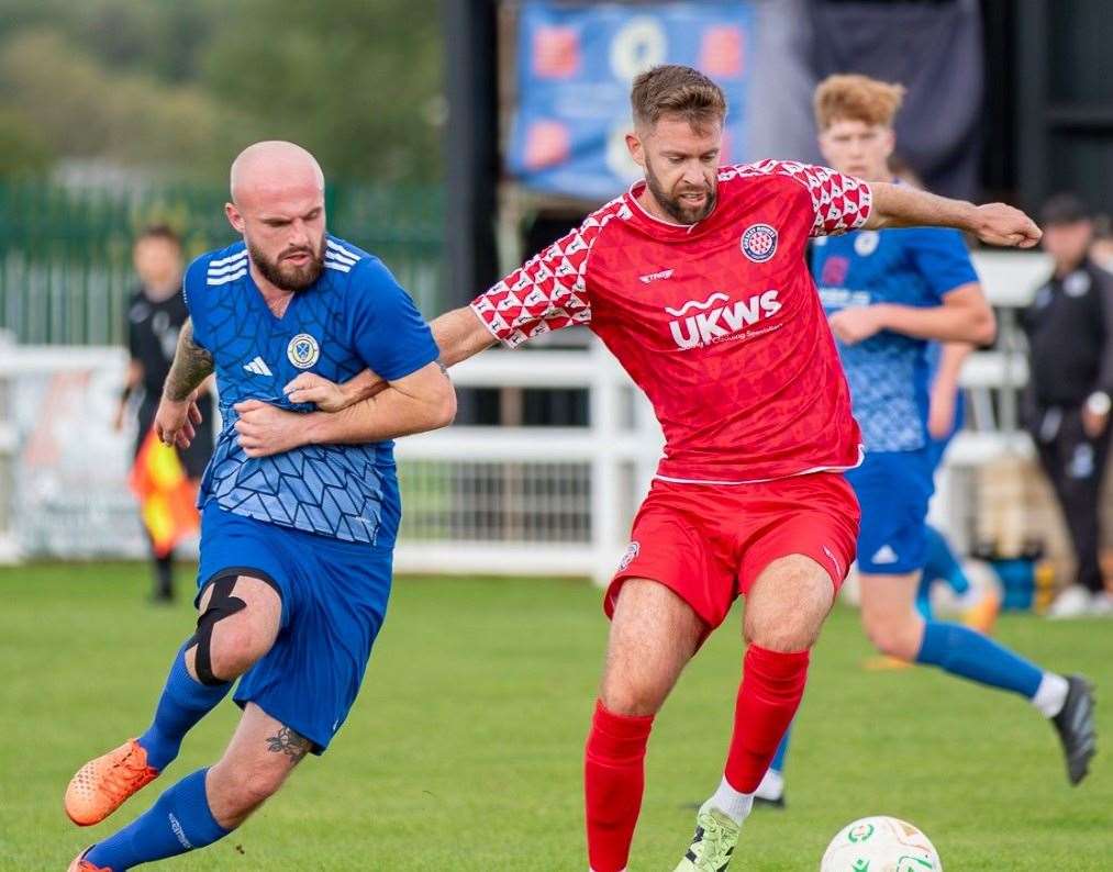 Action from Harrowby's home win over Gresley Rovers. Photo: Steve Nesbitt @lincssnapper