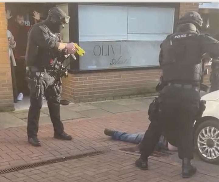 Armed officers were seen responding to the incident in Spalding town centre
