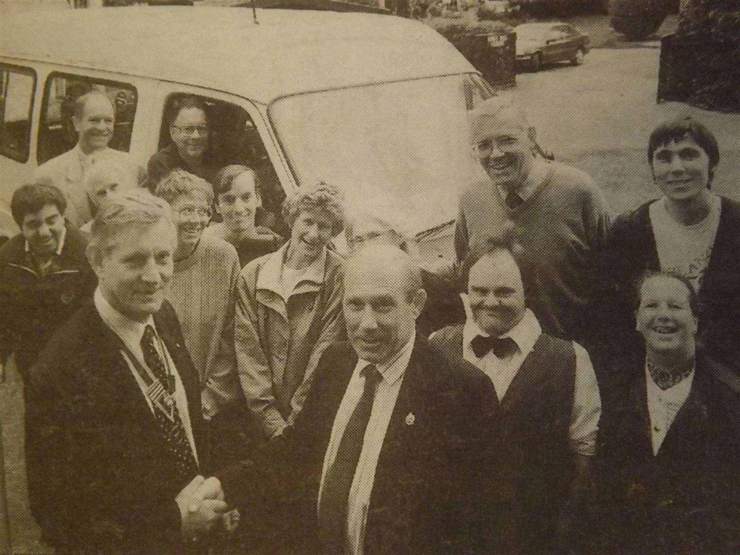 25 years ago: July 10, 1998 – Stamford Burghley Rotary Club's outgoing president James Everitt (left) congratulates King's Mill Centre chairman Jim Body on the latest contribution to the centre's minibus fund. Looking on are volunteers and centre members.