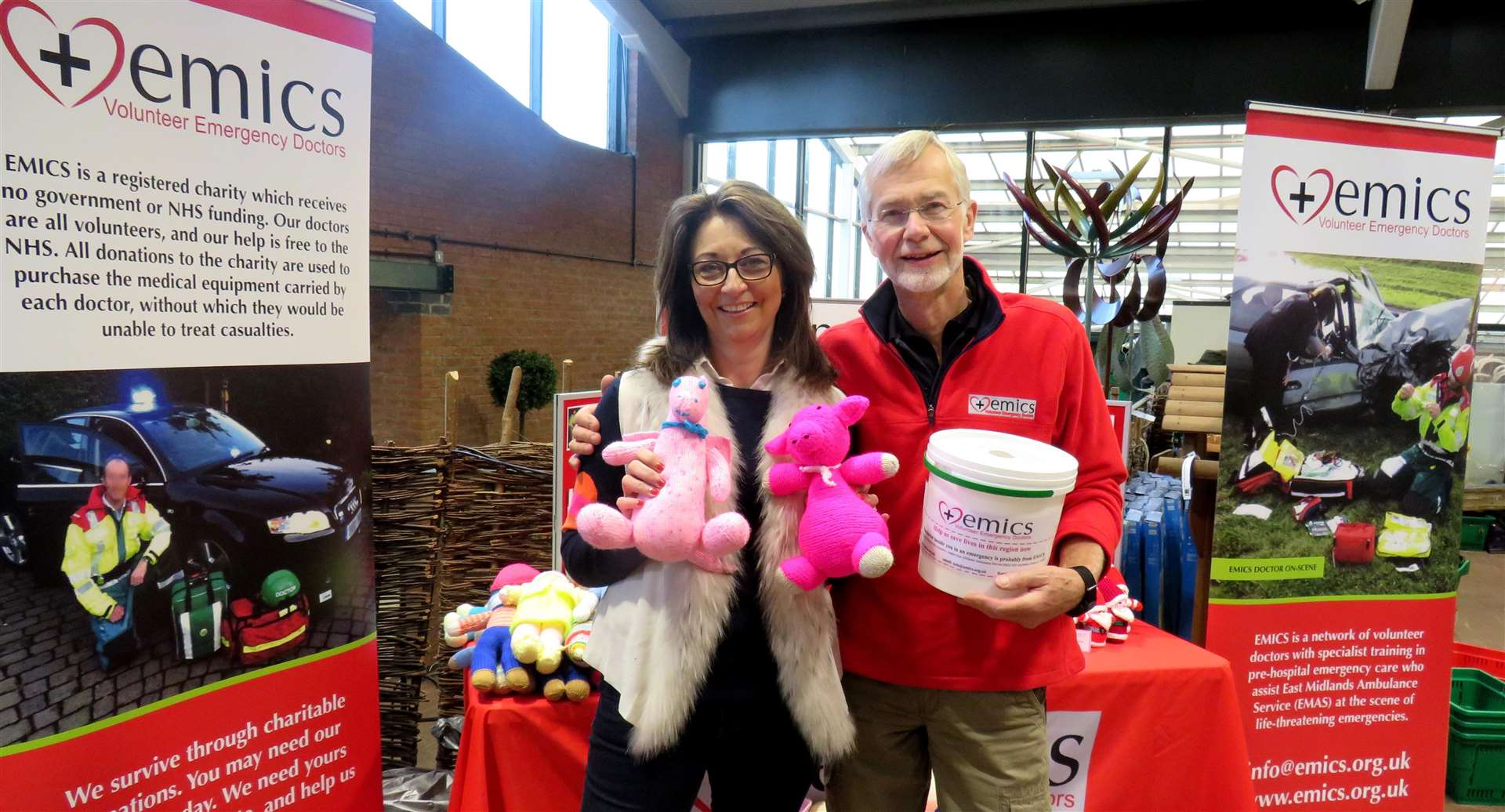 Kathy Gates and Tim Gray with toys which will be on sale to raise money for the East Midlands Immediate Care Scheme (5970710)