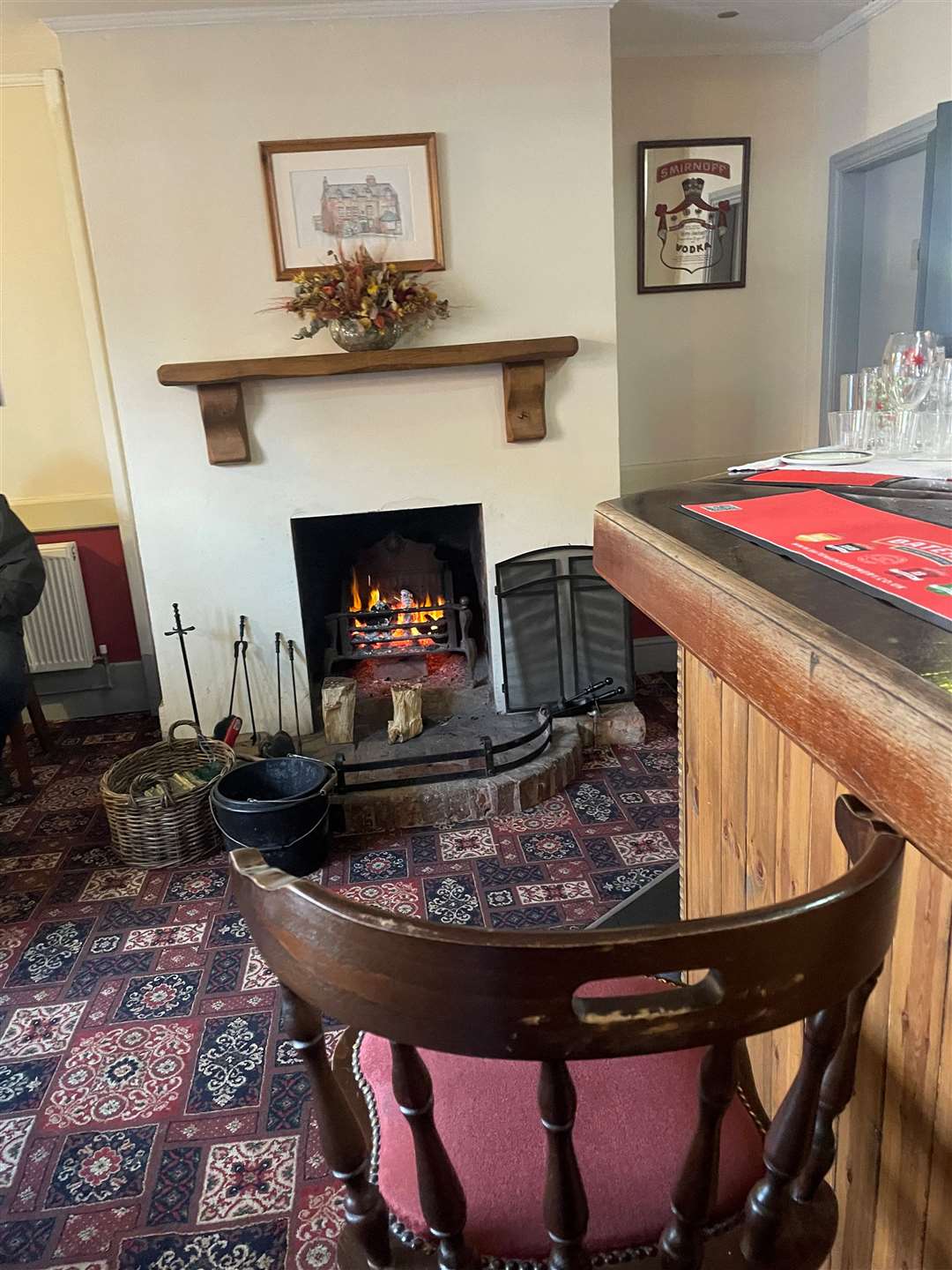 The fire was roaring at the Lion