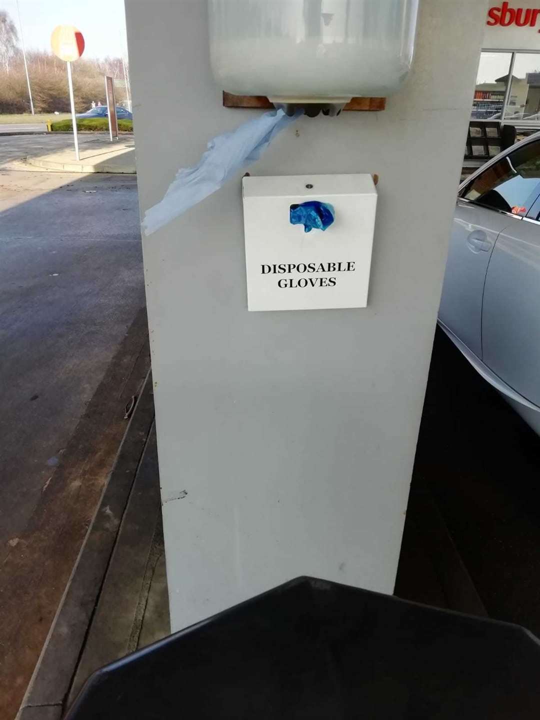 Where the blue disposable gloves are stored at Sainsbury's petrol station at Holland Market. (7907369)