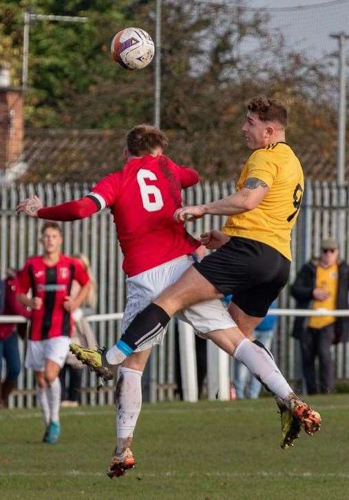 Action from Harrowby's victory at Kimberley Miners Welfare on Saturday. Photo: Steve Nesbitt @lincssnapper
