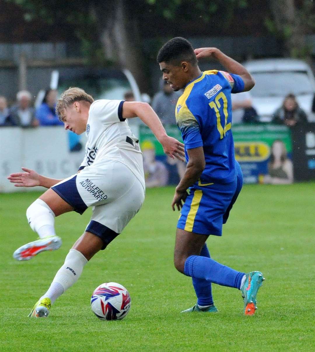 Action from Spalding's pre-season friendly with Peterborough United. Photo: Chris Lowndes