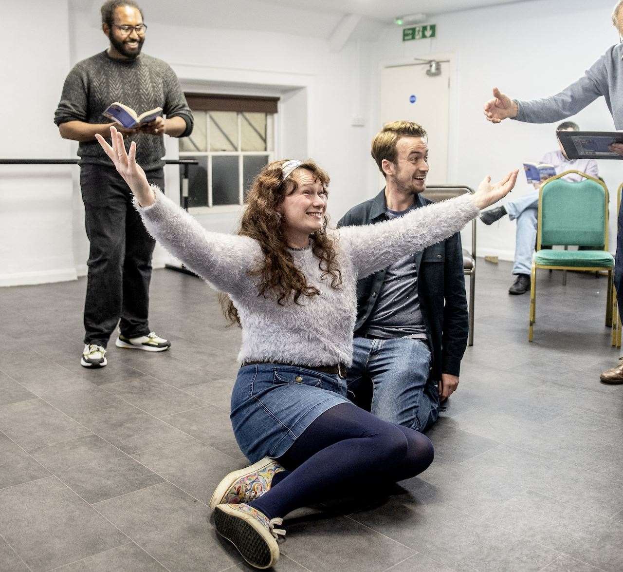 Cassandra Pattison rehearsing the role of ATS chief officer Julia Melville. Photo: Larry Wilkes