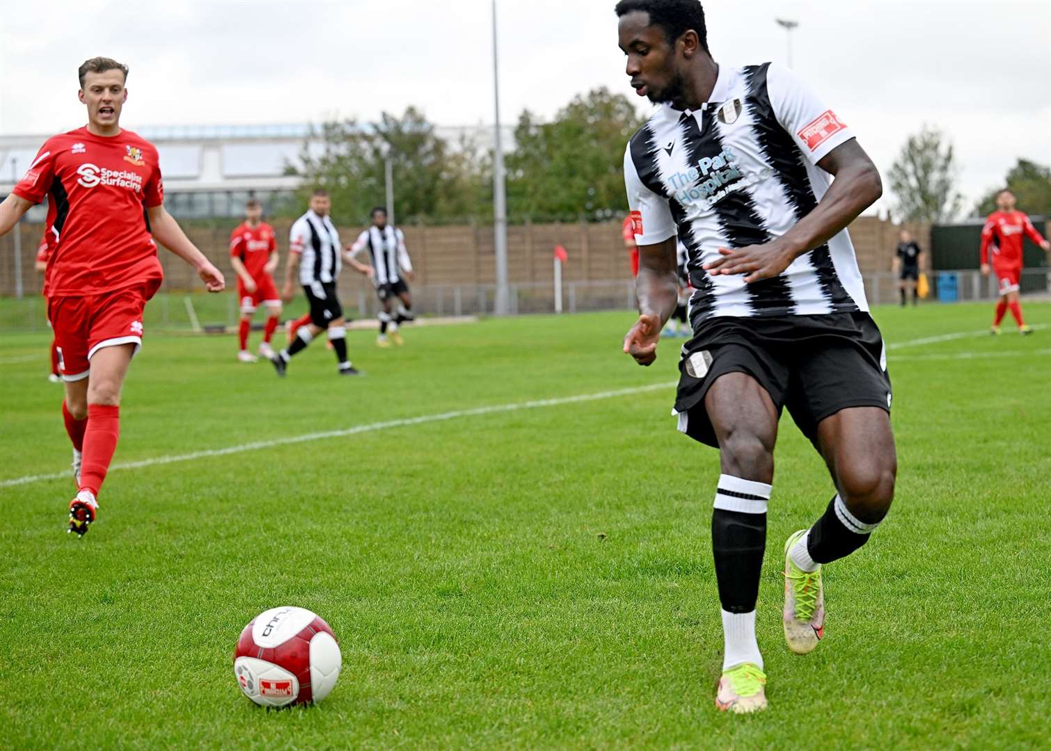 Action from Grantham Town's home defeat to Bridlington on Saturday. Photo: Toby Roberts