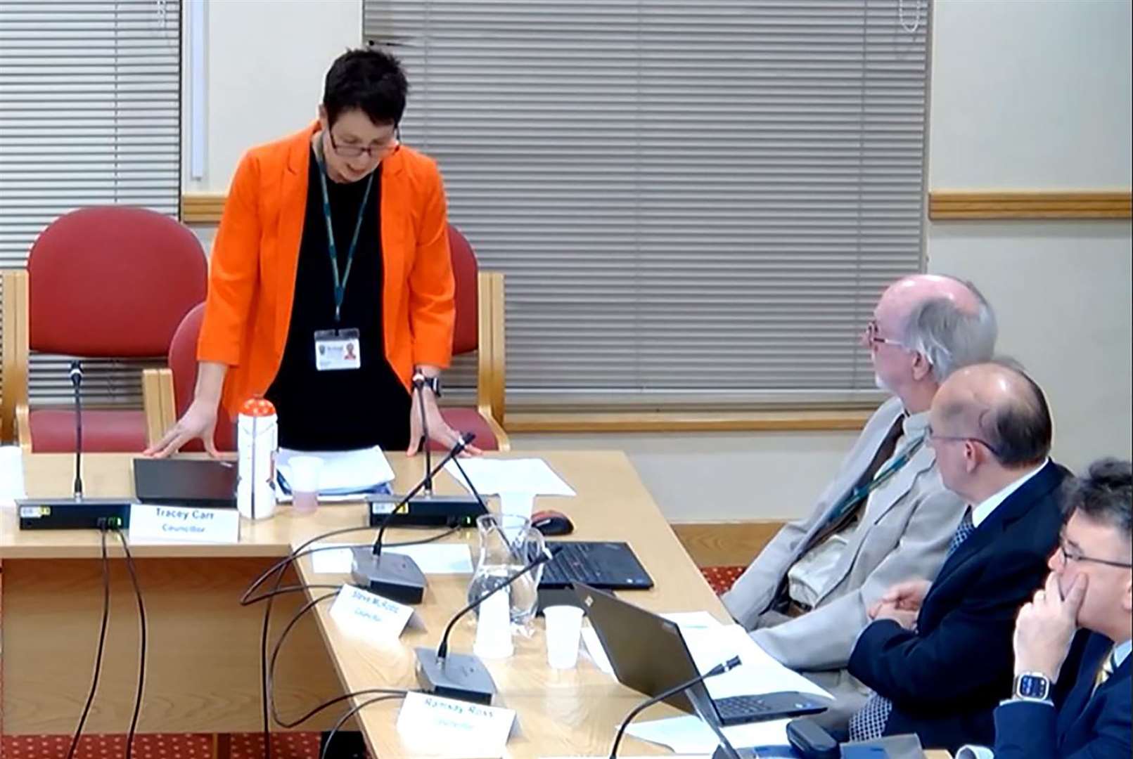 Coun Tracy Carr speaking at a council meeting on March 25