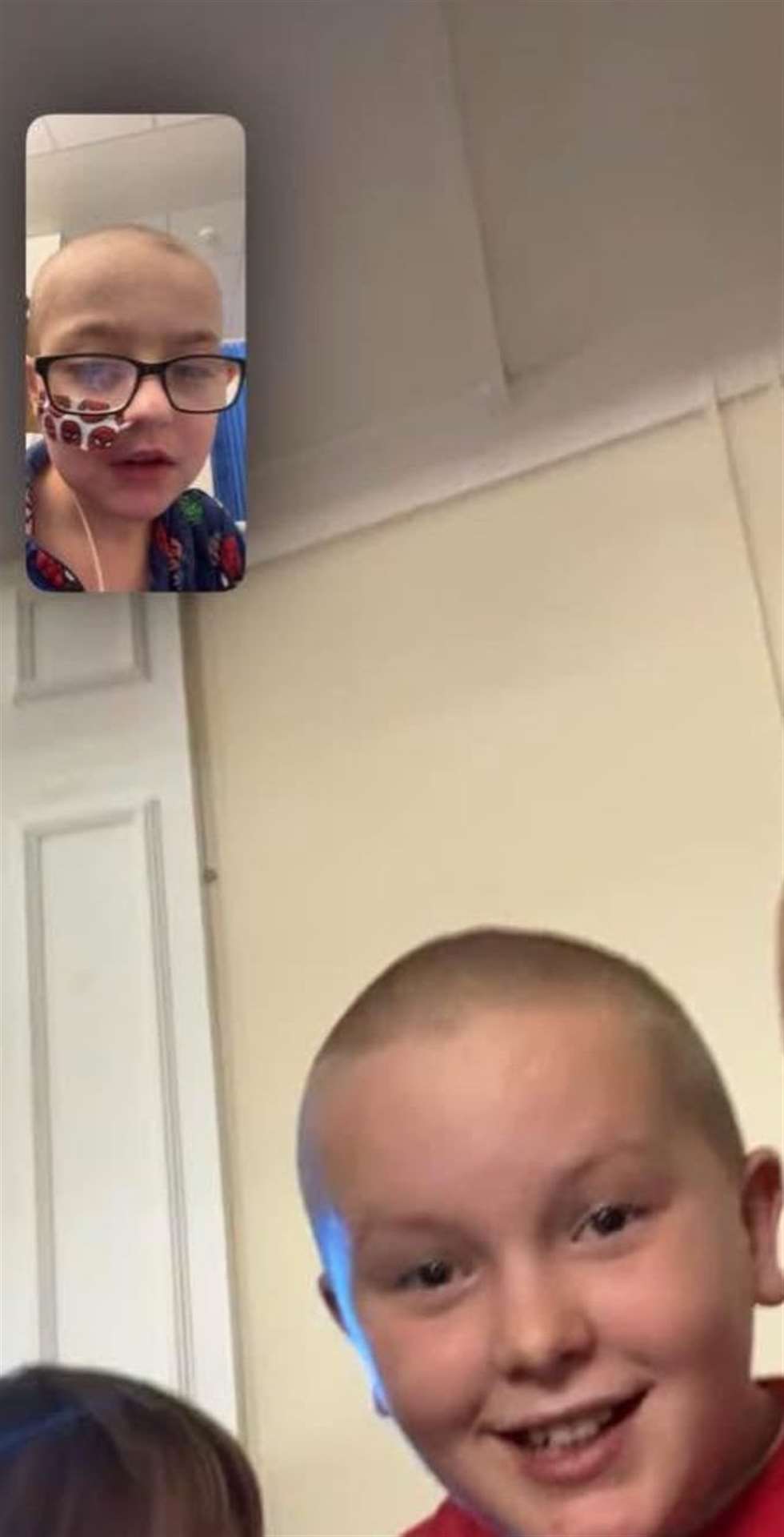 Jack Naish, top left, and Oliver Ivatt share a Facetime call. PHOTOS: SUBMITTED