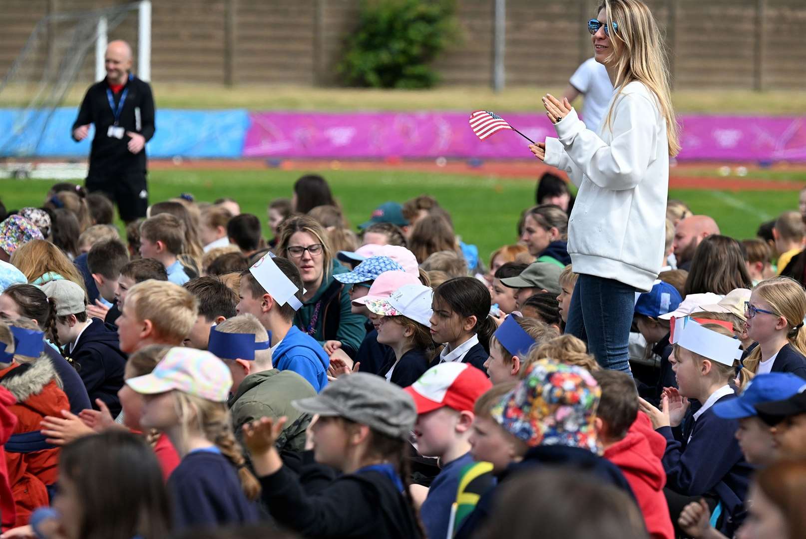 Stamford school children eagerly await the start of day two.