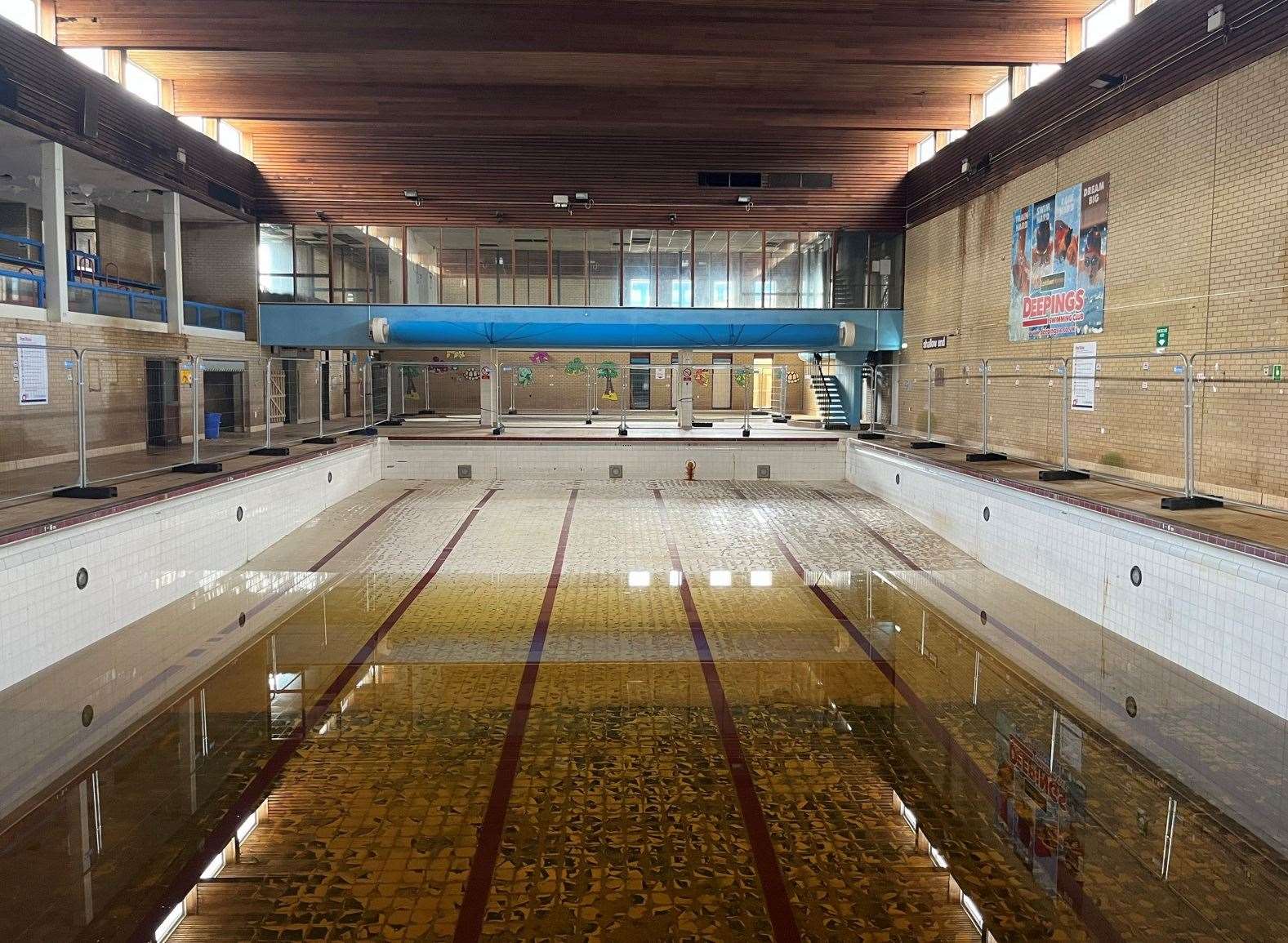 The swimming pool is gathering water. Photo: Lambert Smith Hampton estate agents