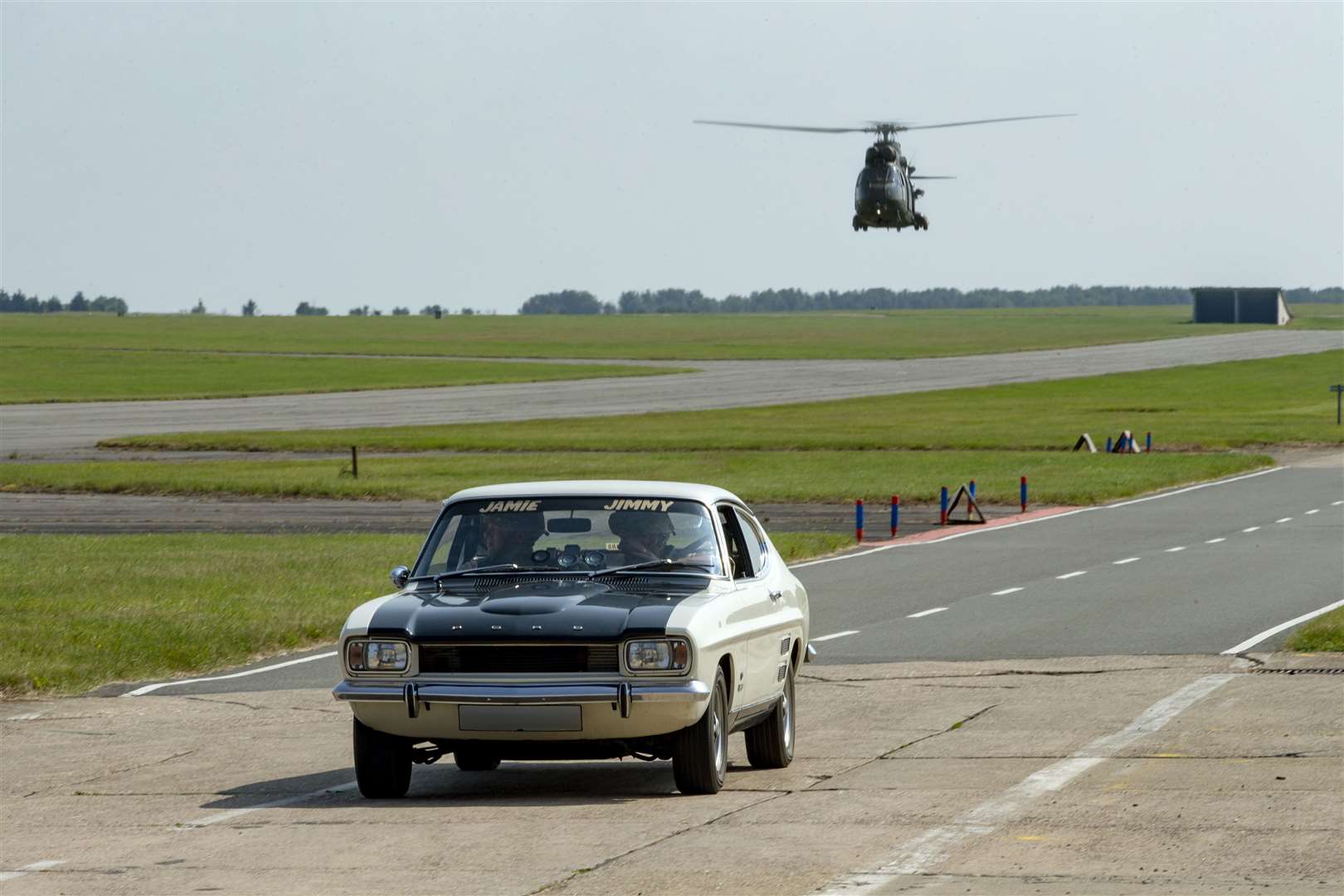 Jamie & Jimmy in the Ford Capri at RAF Wittering. Photo: SAC Kimberley Waterson