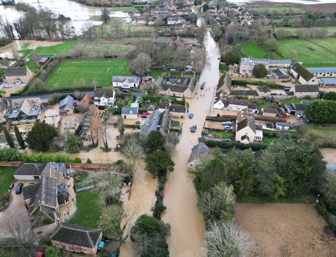 Flooding in Greatford on January 3, 2024. Photo: Adam Brookes