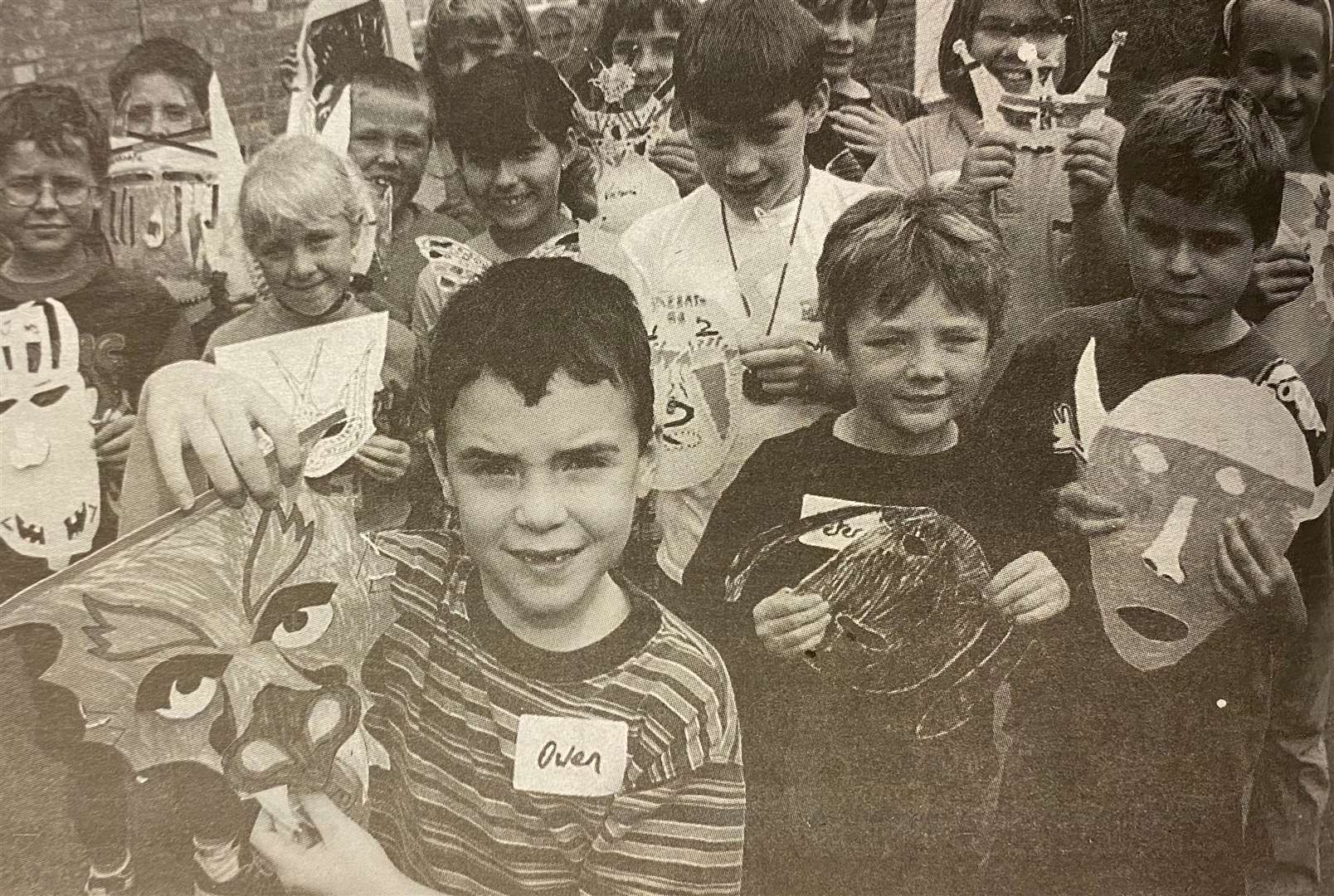 Children show off their designs at a Stamford Museum workshop 25 years ago.