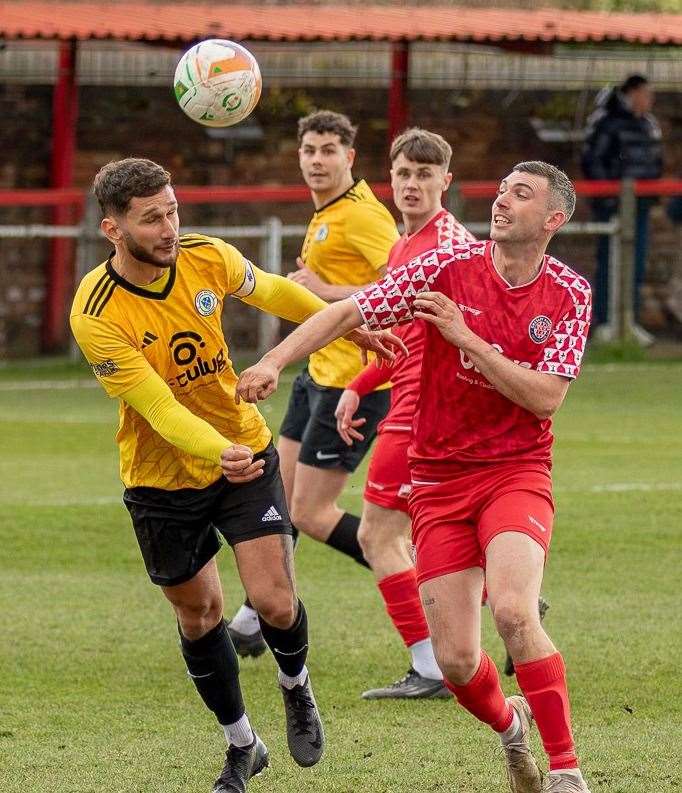 Match action from Harrowby United's victory at Gresley Rovers. Photo: Steve Nesbitt @lincssnapper