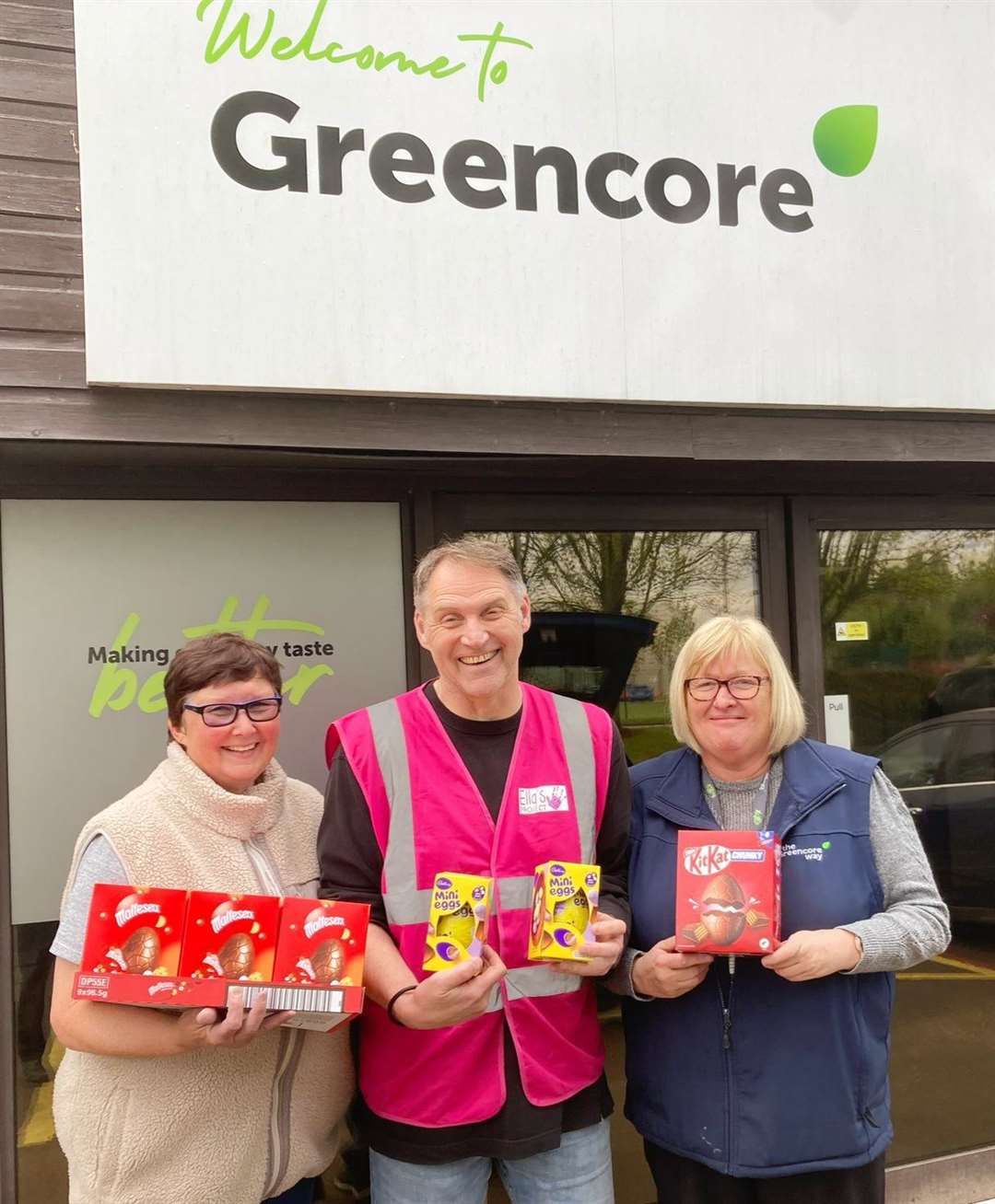 Mark Le Sage of Ella's Project with Lesley Limb and Kerry Evans of Greencore