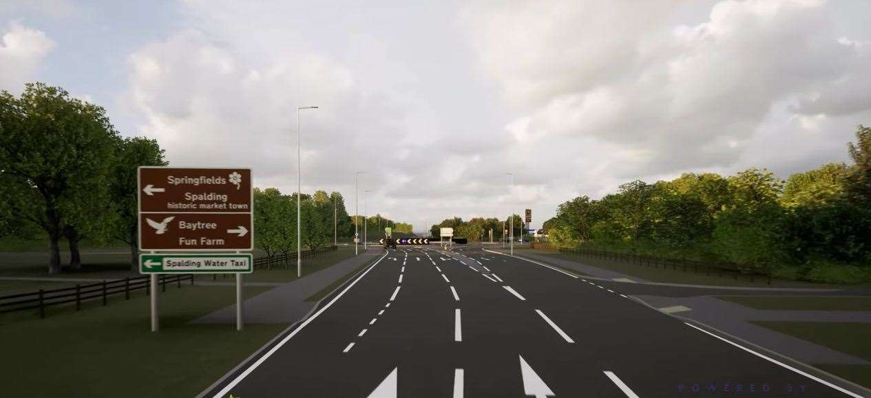 Approaching the roundabout from the south