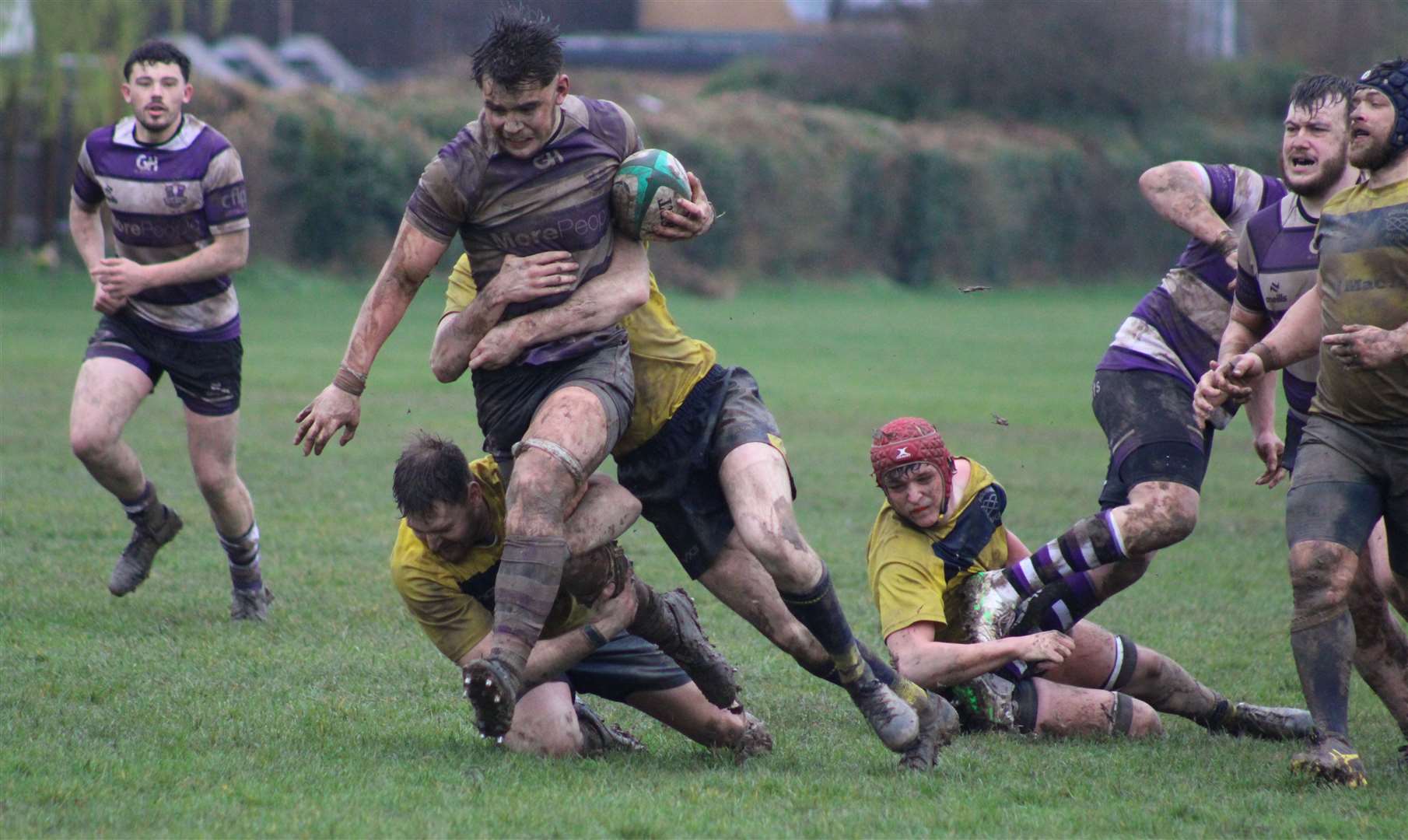 Derby day action as Stamford tackled Bourne. Photo: Darren Dolby